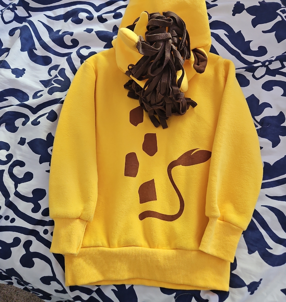 Doodle Pants Yellow & Brown Giraffe Hooded Kids Sweatshirt